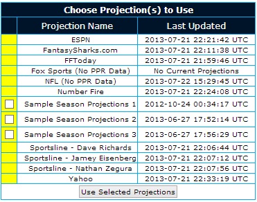 Projectionselection